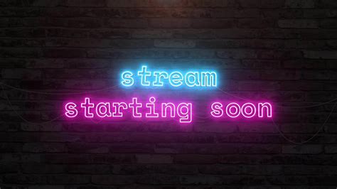 Stream Starting Soon With Neon Text Effect In Wall Background Seamless