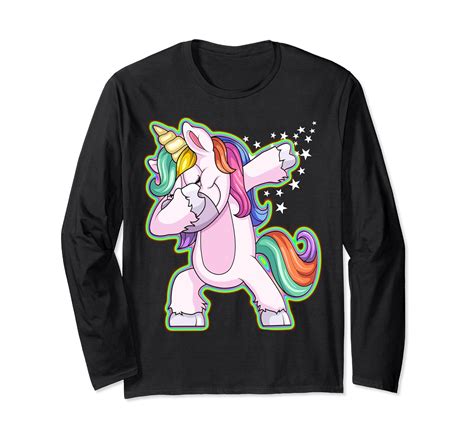 Unicorn Dabbing T Shirt Rainbow Unicorn Long Sleeve Shirt Samdetee
