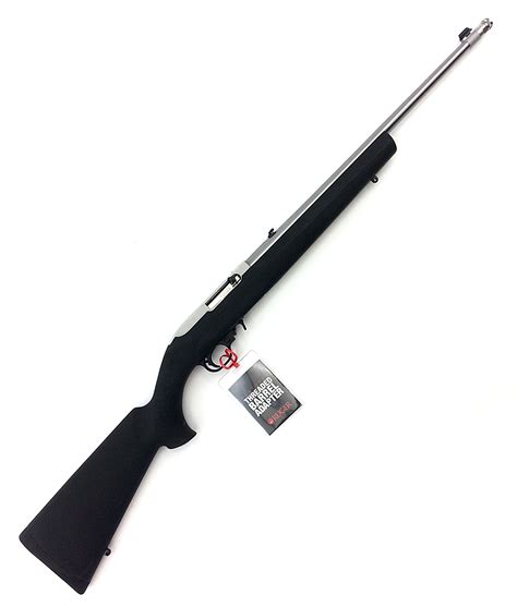 Ruger 10 22 Stainless Threaded Barrel With Hogue Overmolded Stock Semi Automatic Carbine