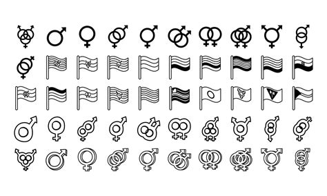 bündel von geschlechtssymbolen der sexuellen orientierung und flaggensymbole 2564994 vektor