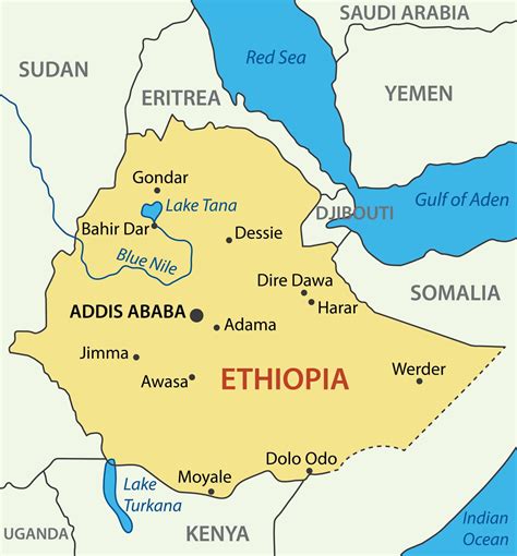Detailed Political And Administrative Map Of Ethiopia With Major Cities