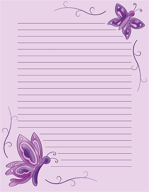 Free Printable Purple Butterfly Stationery In  And Pdf Formats The 43e