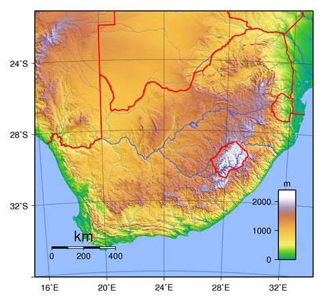 Southern Africa Physical Map