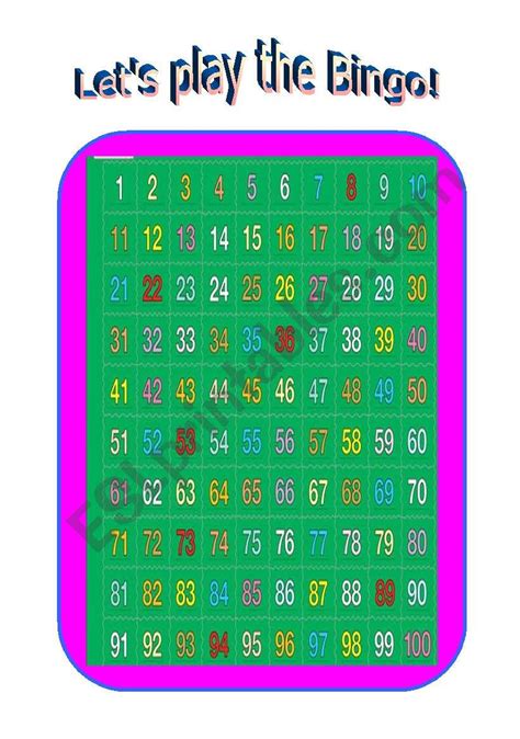 Let´s Play The Bingo Numbers Esl Worksheet By Miss O