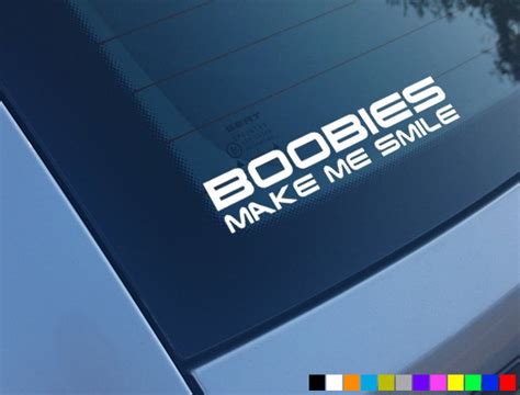 Boobies Make Me Smile Car Sticker Decal Vinyl Bumper Window Etsy