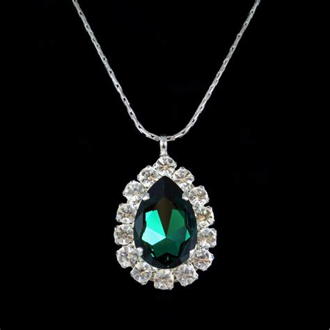 Swarovski Crystal Elements Emerald Pendant Special Occasion Jewellery
