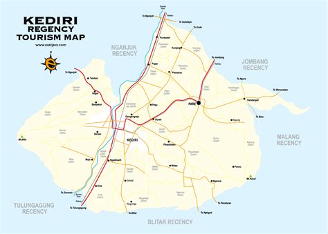 Map Of Kediri Regency Tourism Map Of Kediri