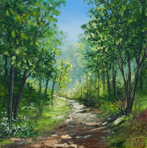 Green Forest Oil Painting Summer Landscape Nature Small Etsy Oil