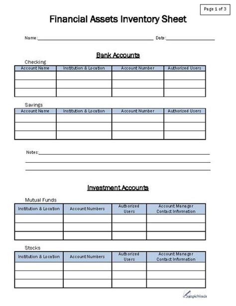 Form 8829 Asset Entry Worksheet