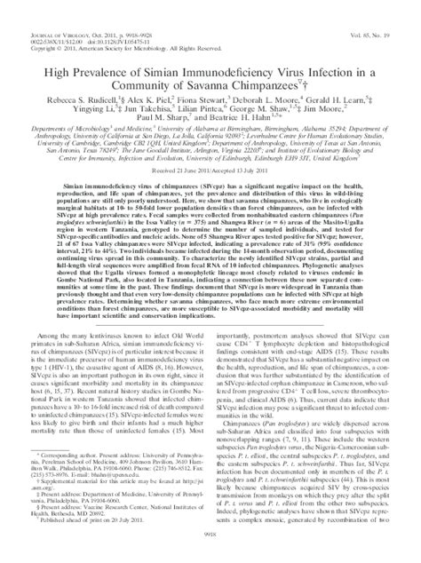 (PDF) High prevalence of simian immunodeficiency virus infection in a