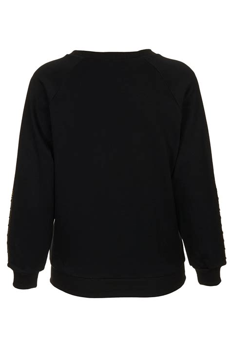 Lyst Topshop Pearl Sleeve Sweater In Black