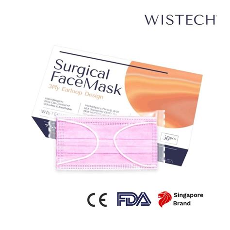 Wistech Adult Individually Sealed Pink Surgical Face Mask Ntuc Fairprice