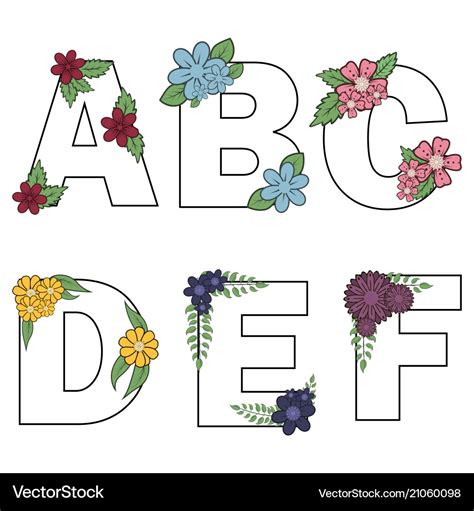 Floral Alphabet Isolated Letters Royalty Free Vector Image