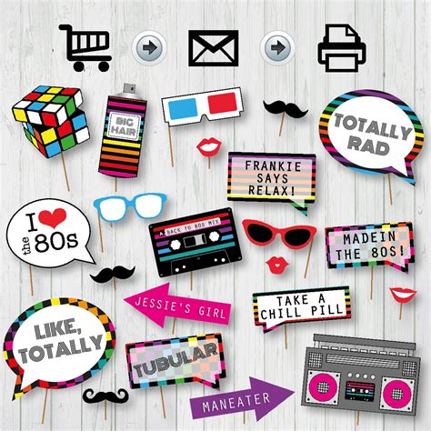 80 s party printable photo booth props signs instant etsy canada