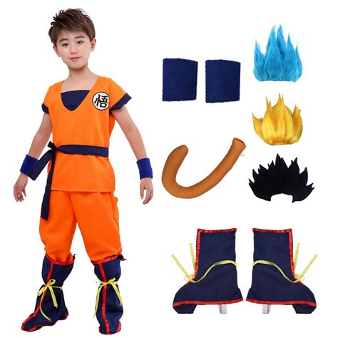 Anime Dragon Ball Son Goku Cosplay Costume Full Set For Kids