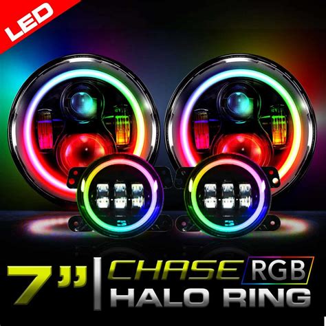 7 Inch Halo Rgb Color Projector Led Headlights And Fog Lights Kit