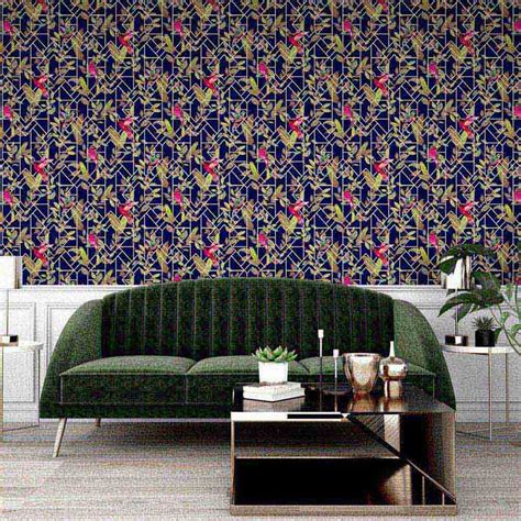 Arthouse Deco Tropical Navy And Gold Wallpaper Wilko