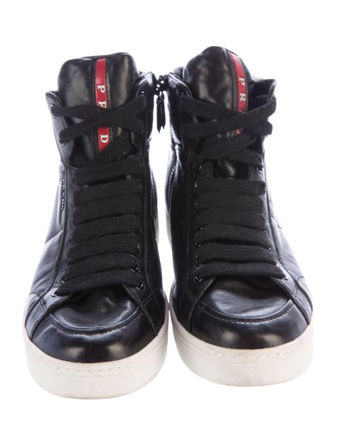 Prada Sport Leather High Top Sneakers Shoes Wpr42084 The Realreal