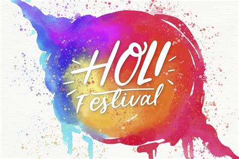 Watercolor Style Holi Festival With Stain Free Vector