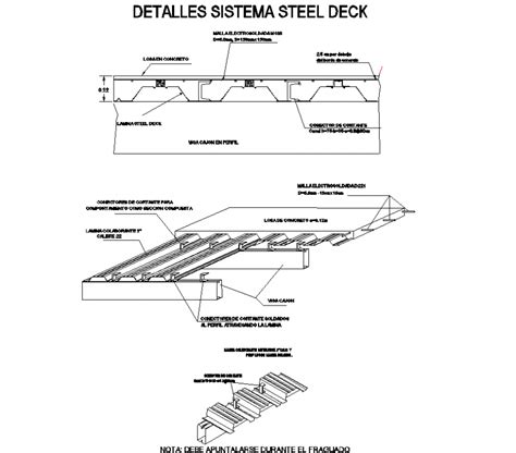 Detail Of Slab In Steel Deck Isometric View Cadbull