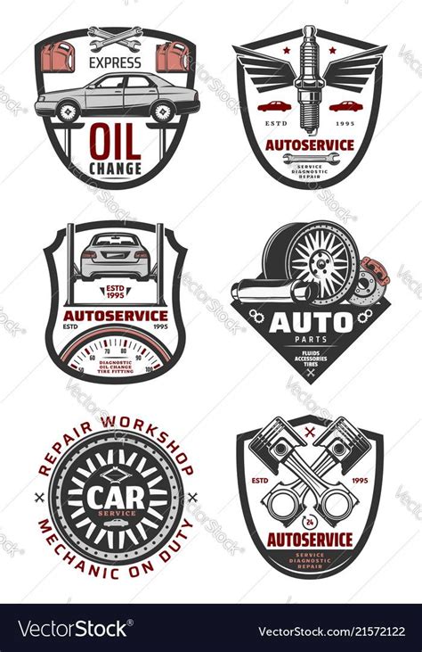 Car Repair Shop And Auto Service Vintage Badges Vector Image On