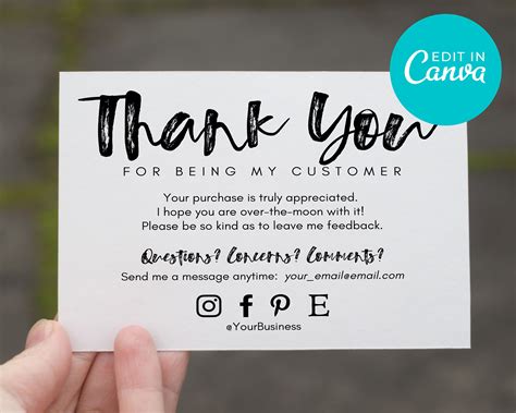 Customer Appreciation Thank You Card For Business Editable Etsyde