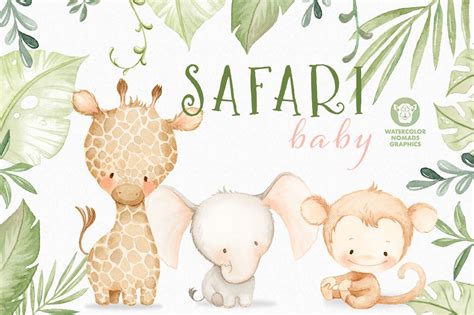 Jungle Safari Baby Watercolor Set ~ Illustrations ~ Creative Market