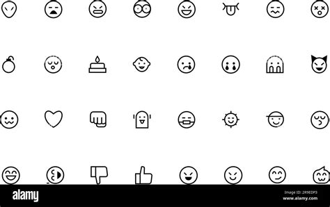 Emojis In Outline Emoji Faces With Different Emotions Vector Icons