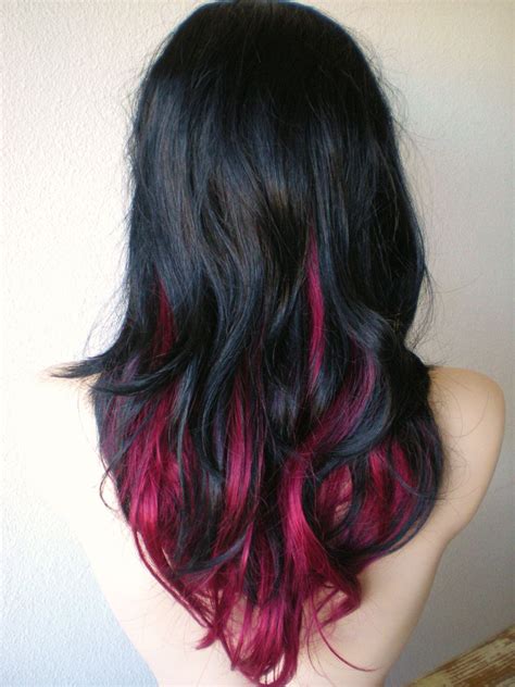 Ombre With Pink And Black Hair Pink And Black Hair Red