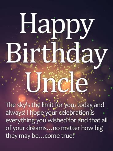 Besides, such a great person deserves all the best in life. Sparkle Happy Birthday Wishes Card for Uncle | Birthday ...