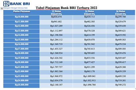 Tabel Pinjaman Bank Bri Terbaru 2022 Dan 21 Jenis Produknya
