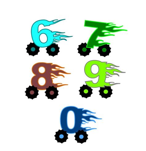 Monster Truck Flaming Birthday Numbers Svg Set Race Car Etsy