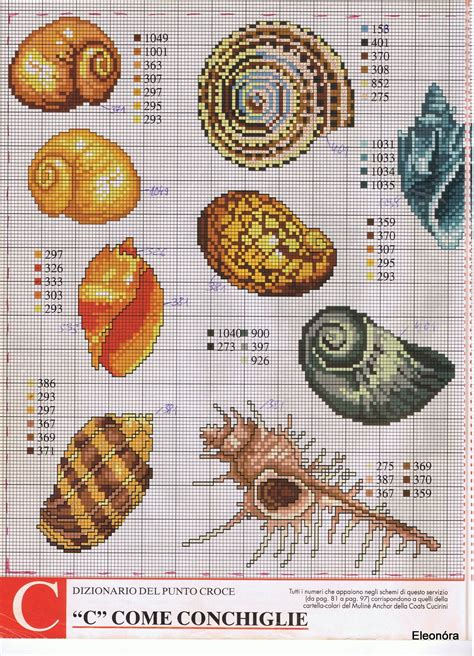 Counted cross stitch patterns under the sea. Caracolas | Ricamo punto croce, Punto croce, Punto croce gufo