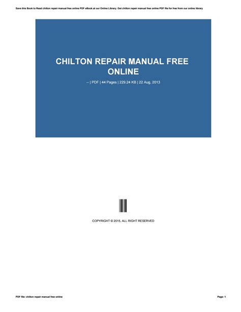 Chilton Repair Manual Free Online By O055 Issuu