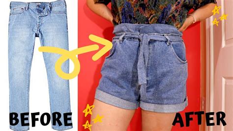 Diy Easy Jean Shorts Turn Old Jeans To Shorts Paper Bag Waist