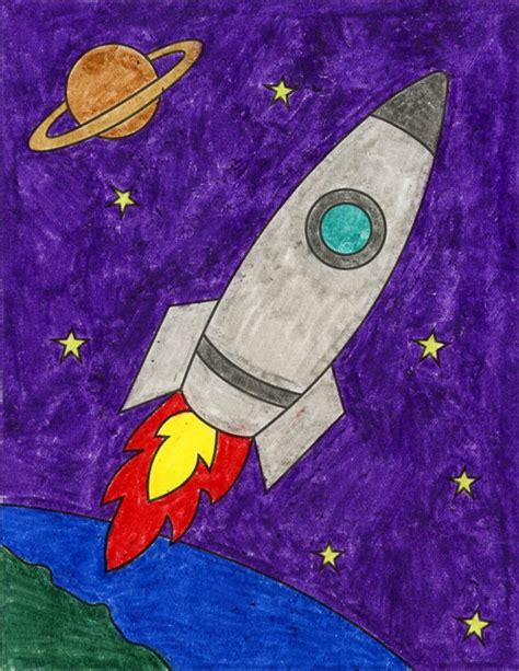 Children drawing pictures with chalk pencils of cartoon kids kindergarten. How to Draw a Rocket · Art Projects for Kids