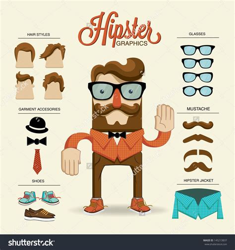 Hipster character, vector illustration with hipster elements and icons | Hipster illustration ...