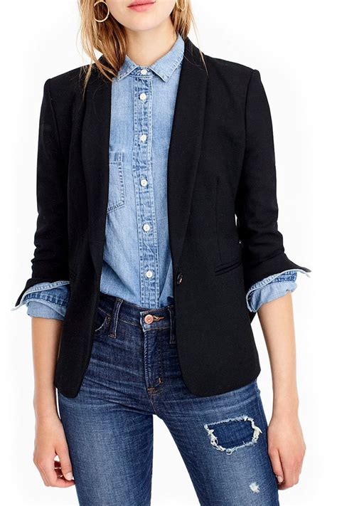 just add a black blazer to make any outfit more polished denim shirt outfit casual outfits