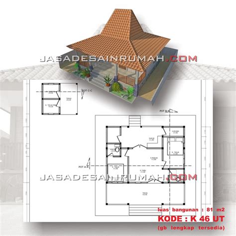 rumah kecil denah simple  model atap joglo tradisional jawa