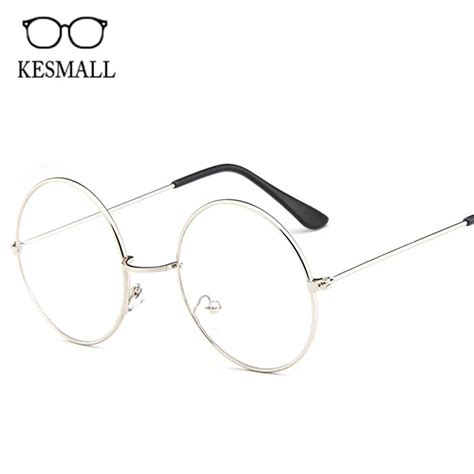 kesmall new alloy round shaped optical glasses frame women men korean fashion retro eyeglasses