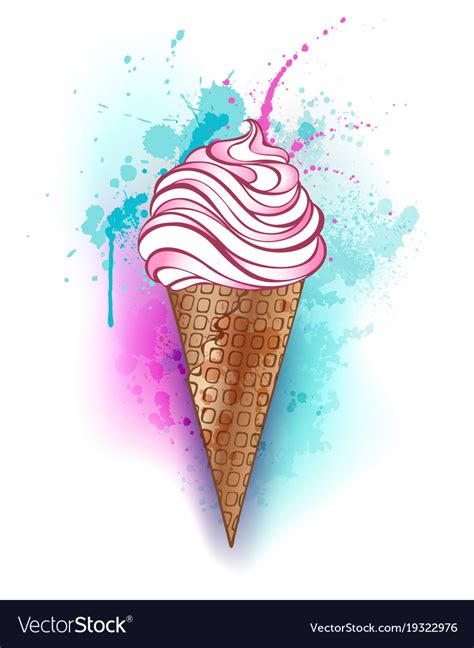 Ice Cream Painted Watercolor Royalty Free Vector Image