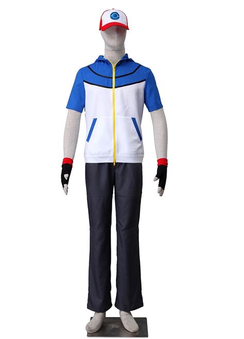 Pocket Game Cos Pokemon Ash Ketchum Cosplay Costume With Gloves And