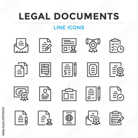 Legal Documents Line Icons Set Modern Outline Elements Graphic Design