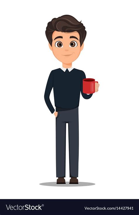 Business Man Cartoon Character Young Handsome Vector Image Business