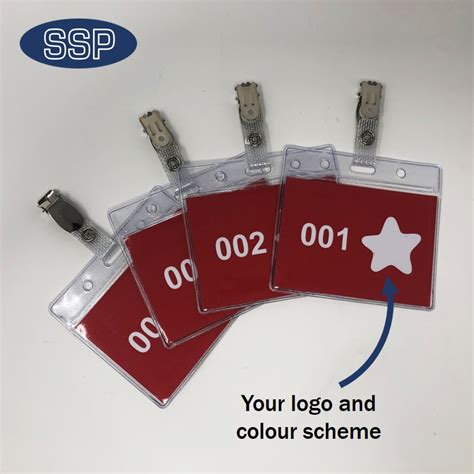 Numbered And Branded Visitor Badges With Clothing Clips Ssp Direct