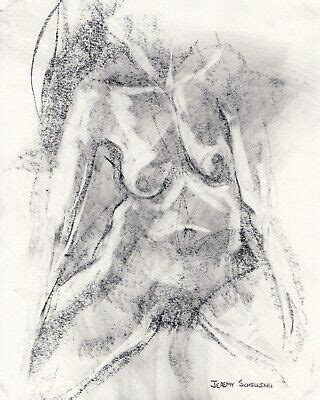 Female Nude Original Graphite Drawing Naked Woman Back View Model My