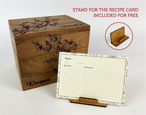 Wooden Recipe Box With Dividers For Recipe Cards 4x6 Etsy