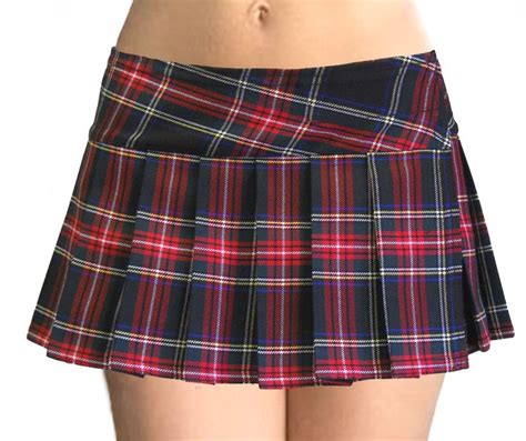 Black And Red Schoolgirl Plaid Tartan Pleated Micro Mini Skirt Highland Micro Mini Skirts