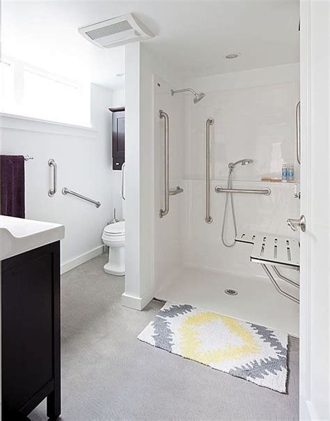 Position the toilet with enough room around it for wheelchair access. Great Contemporary 3/4 Bathroom | Accessible bathroom ...