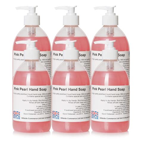 Pink Pearl Liquid Hand Soap 500ml Pump Top Bottles X6 Handstations